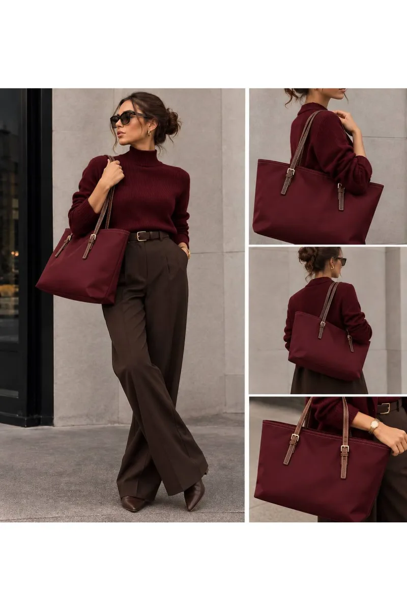 Shopper Omuz Çantası - Bordo - 1