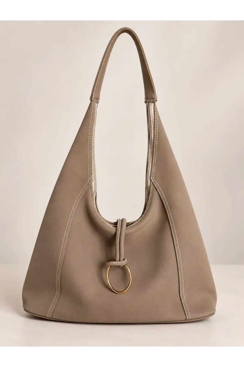 Salaş Model Charm Detaylı Omuz Çantası - Bej - 2
