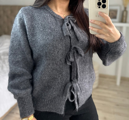 Cardigan à noeud en maille laine Mohair