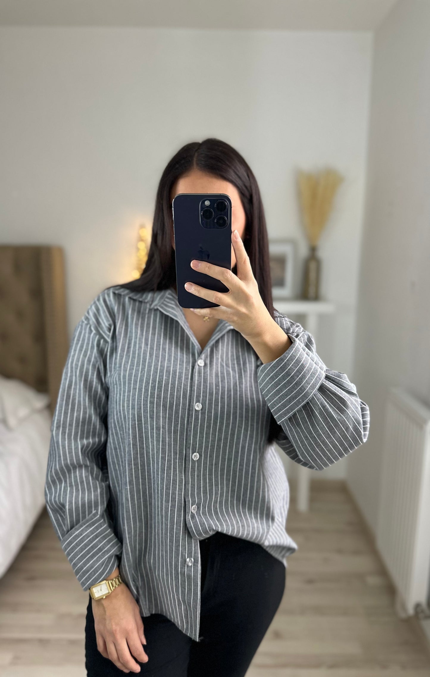 Chemise rayée oversize effet lin