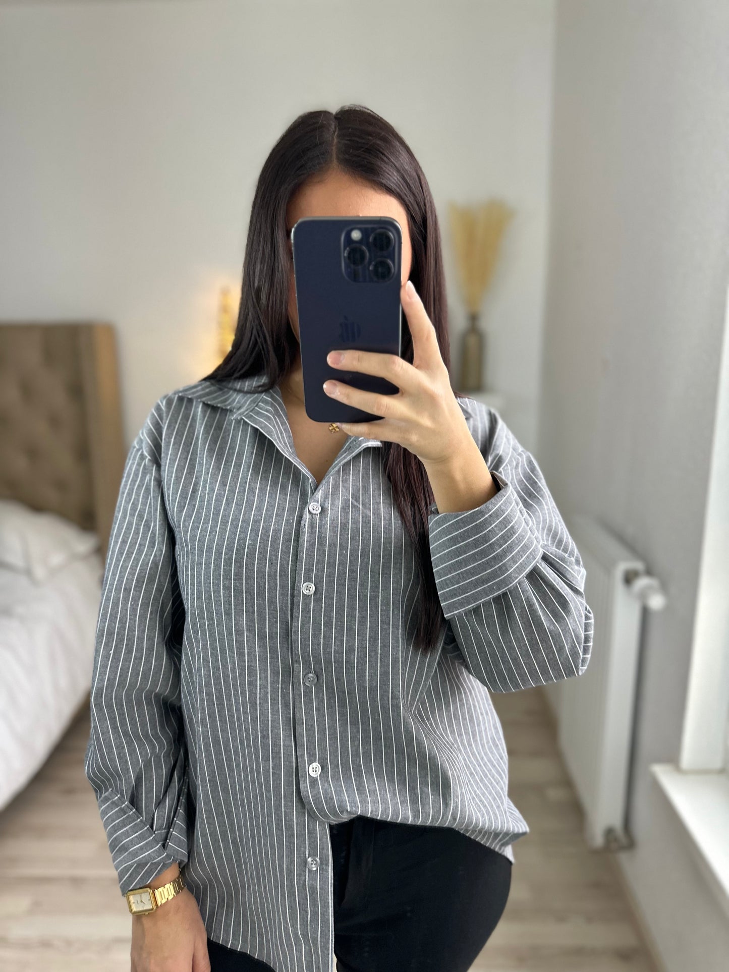 Chemise rayée oversize effet lin